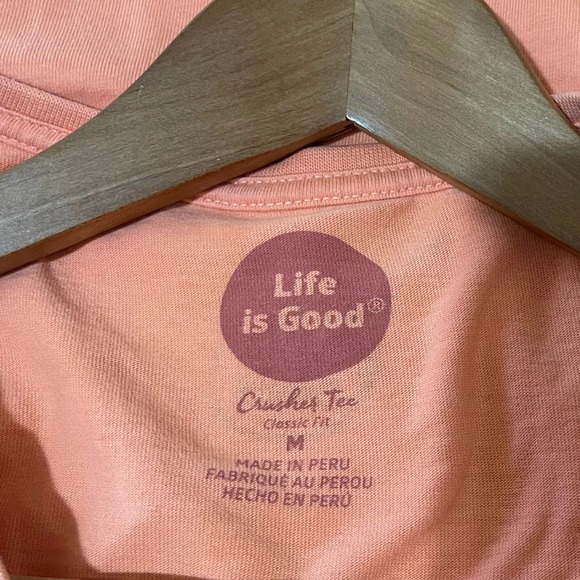 Women’s Life is Good Orange colored dog hammock short sleeve t-shirt Medium - Picture 3 of 4